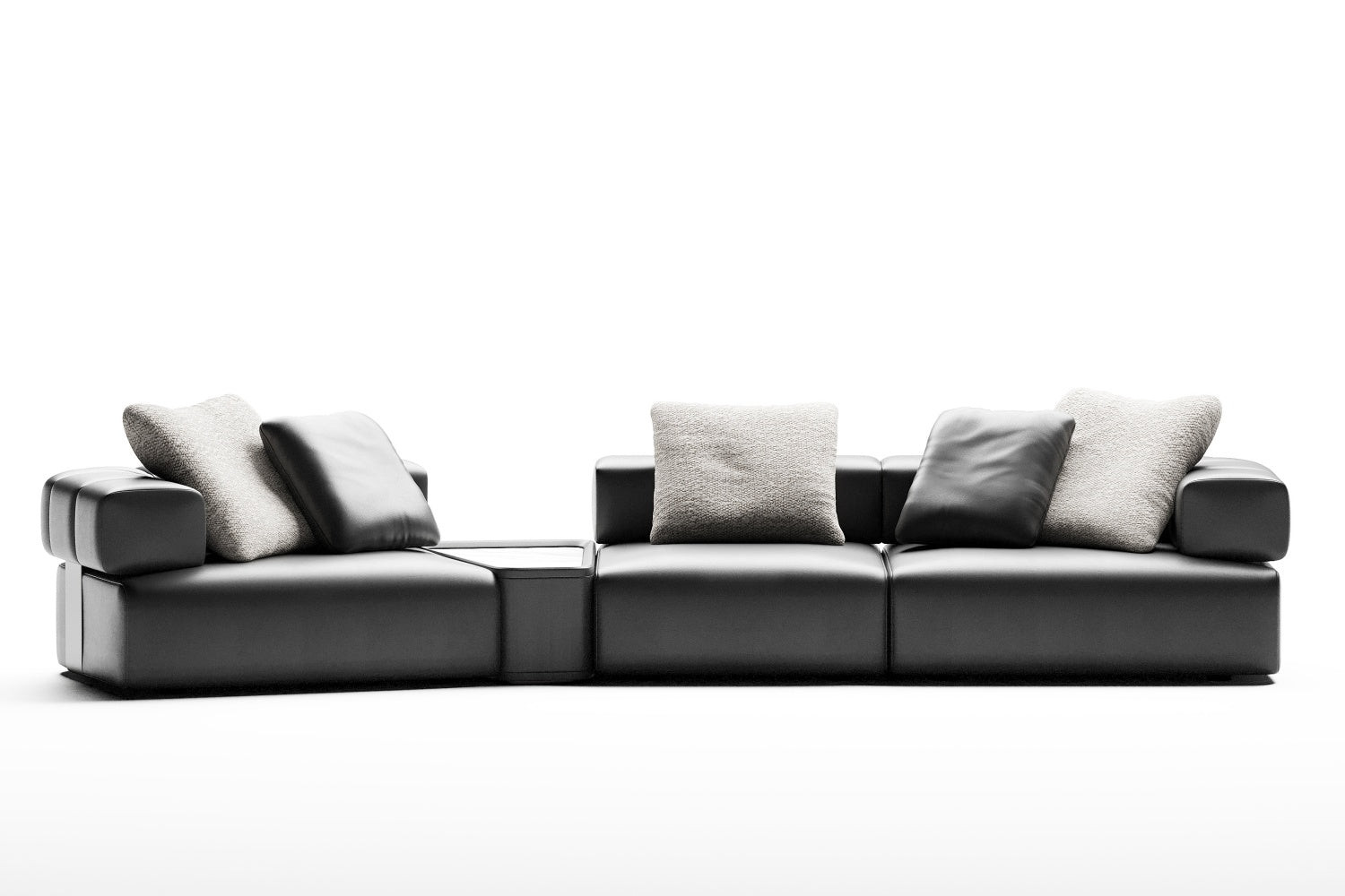 Xian Di Series Modular Sofa – Premium Leather & Matte Black Titanium Finish