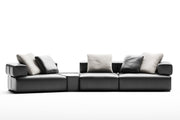 Xian Di Series Modular Sofa – Premium Leather & Matte Black Titanium Finish