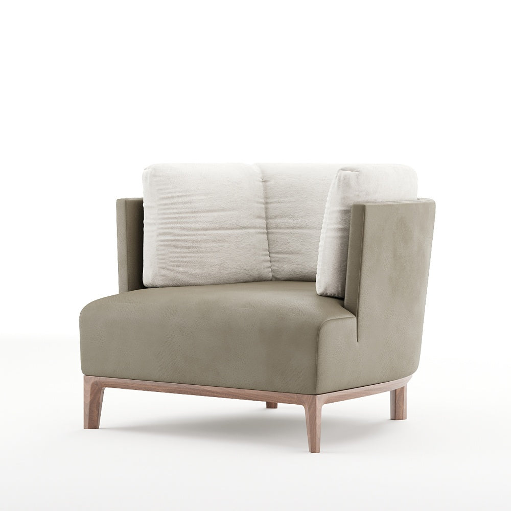 The Shan Zhu Embrace Lounge Chair-Dual-Texture Elegance with a Sculptural Wood Base