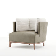 The Shan Zhu Embrace Lounge Chair-Dual-Texture Elegance with a Sculptural Wood Base