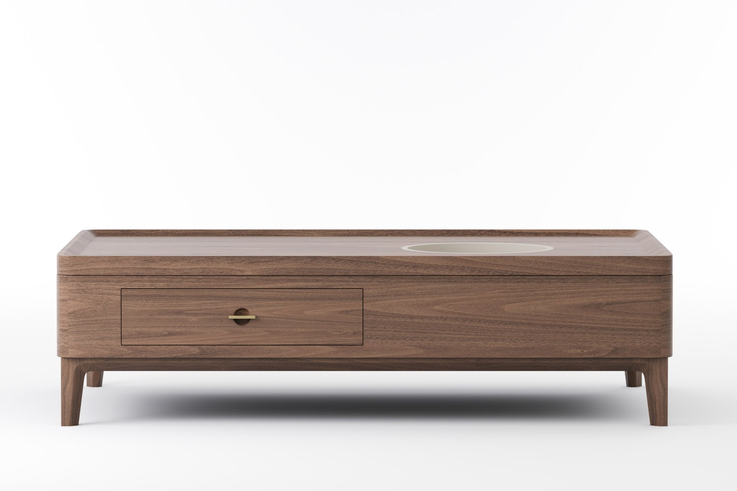 SHAN ZHU Series – North American Black Walnut Coffee Table with Metal Accents