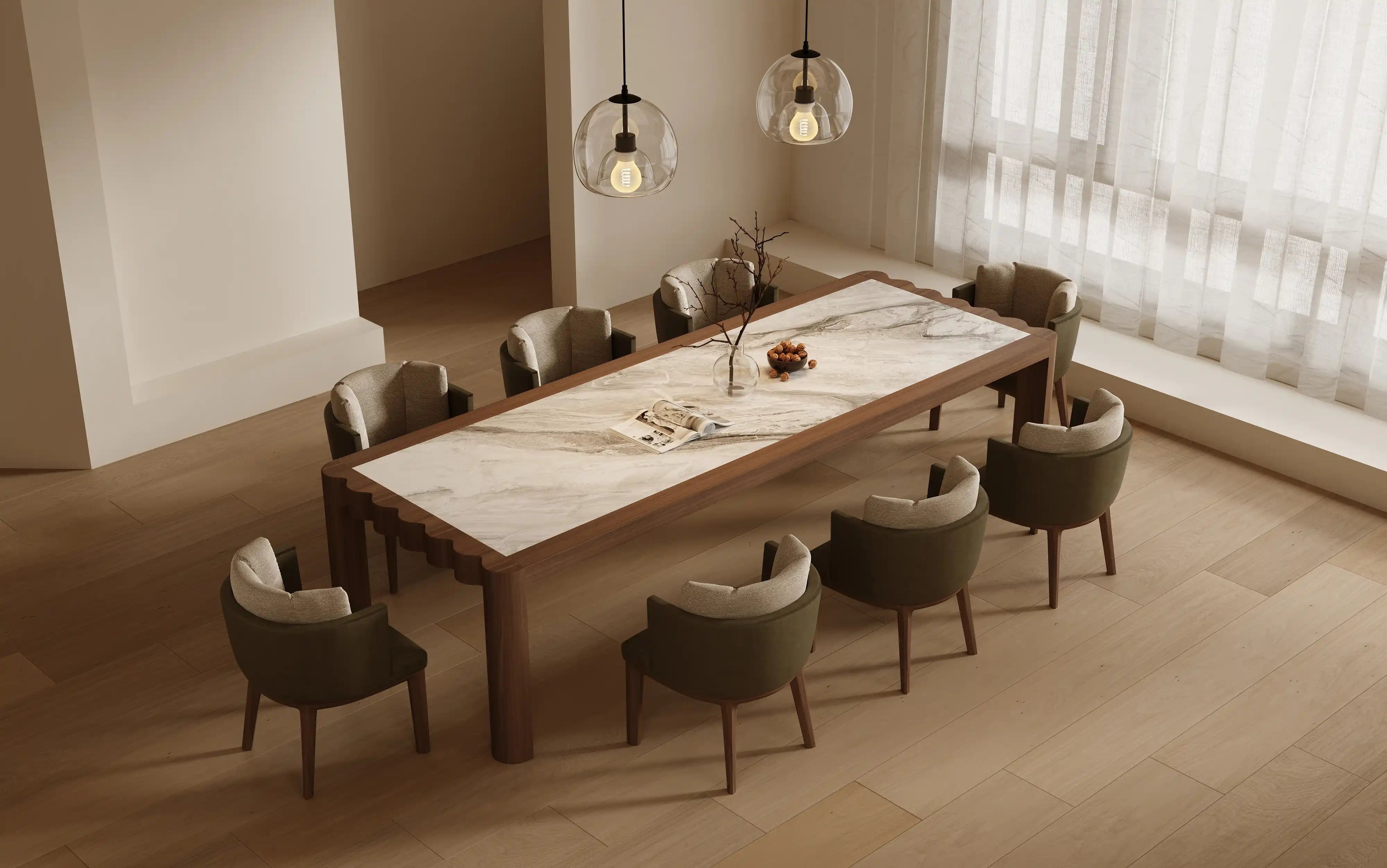 SHAN ZHU Dining Table — A Dialogue Between Stone and Wood