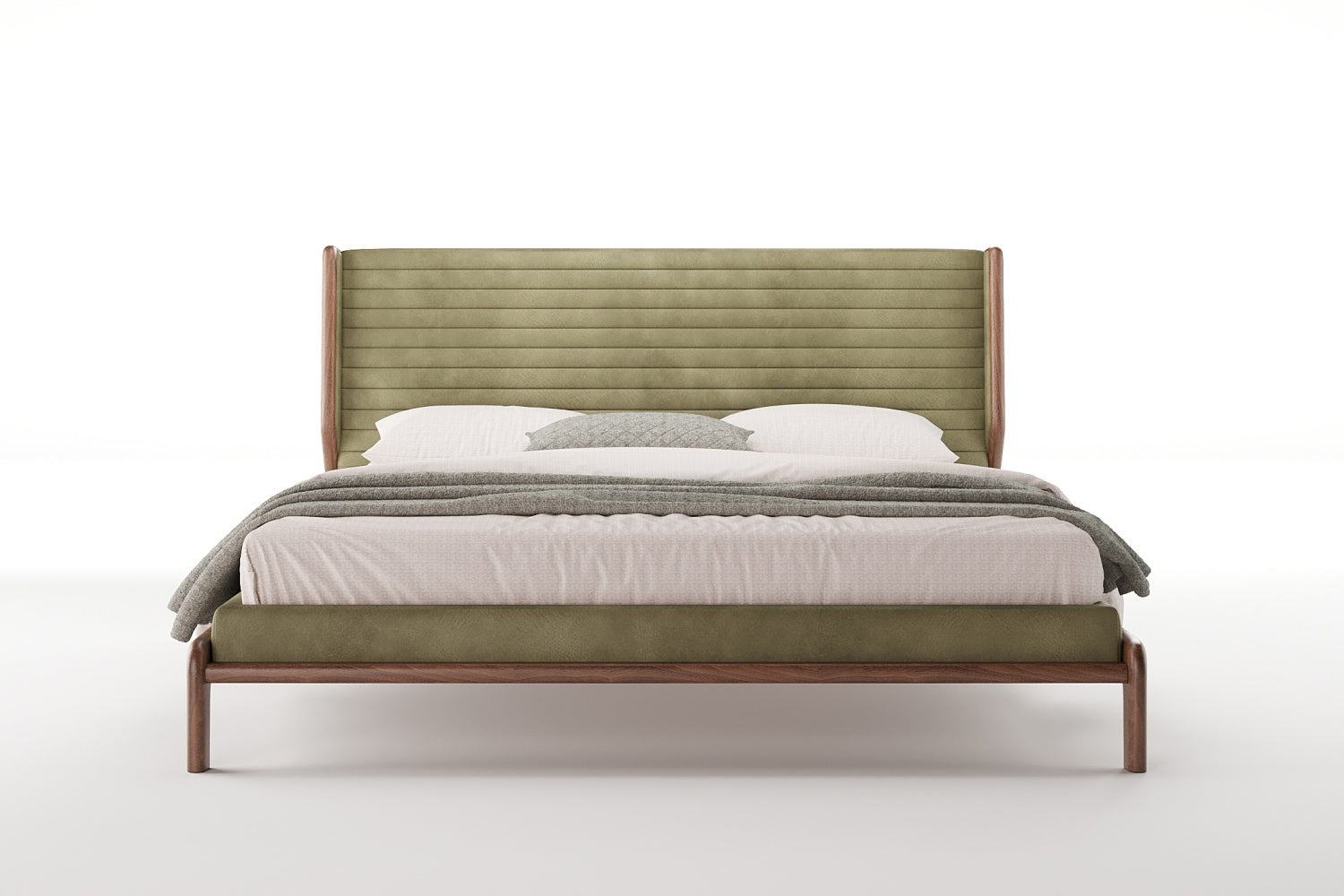 He Le Bed — A Dialogue of Leather and Walnut