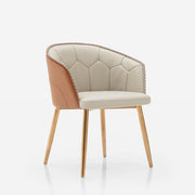 YUAN — Hand-Stitched Leather Dining Chair with Rose-Gold Finish