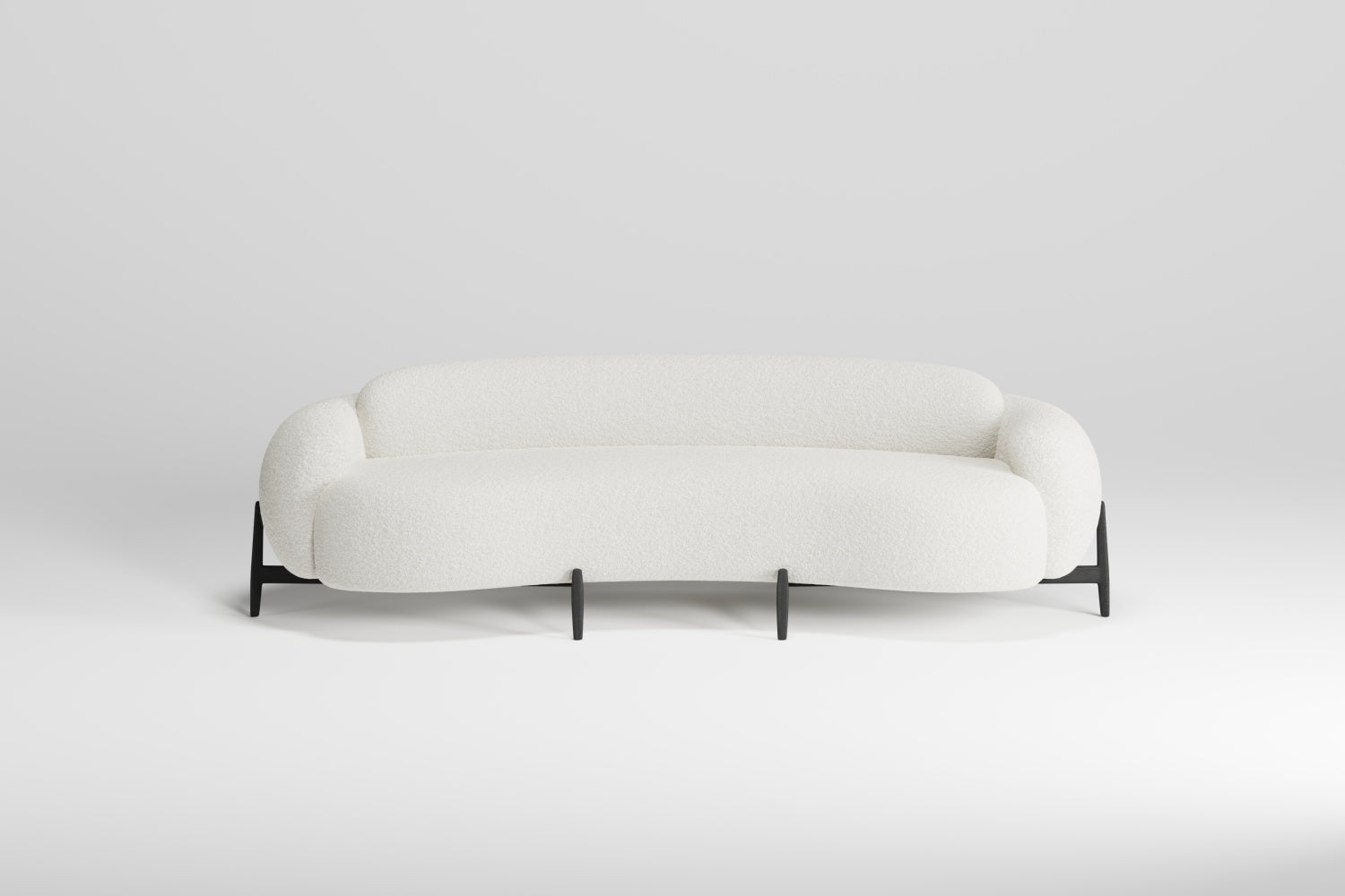 Pebble Collection Bespoke Sofa – Cashmere-Touch Upholstery, Sculpted Black Walnut Plinth